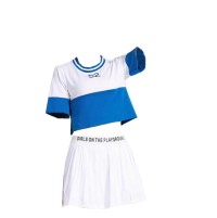 SKCU014 custom-made football baby cheerleading uniform style Customized split cheerleading uniform style Make pleated skirt cheerleading uniform style Cheerleading uniform center  youth cheer uniforms front view